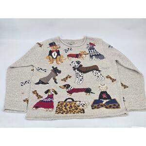 David Brooks Animal Dog Sweater 3D All Over Nature Womens 90s Medium